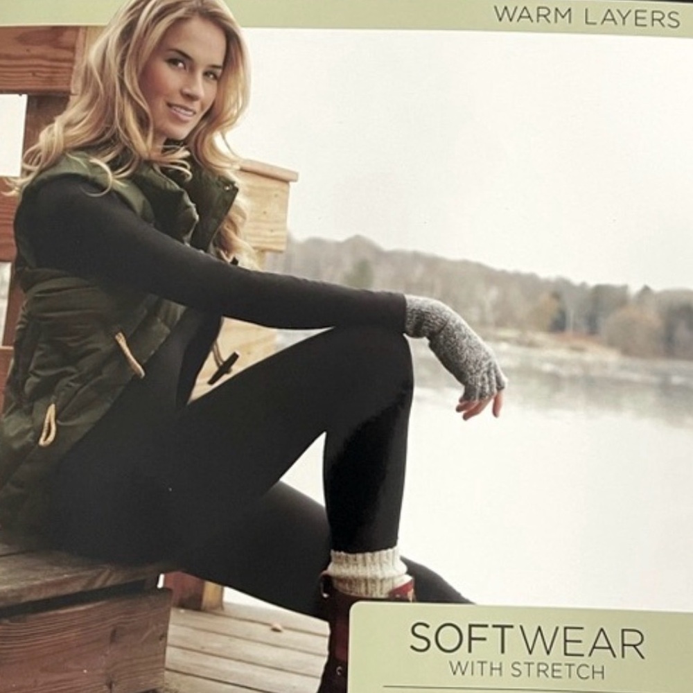 Set of 2 Cuddl Duds Softwear With Stretch Black Leggings Size Large